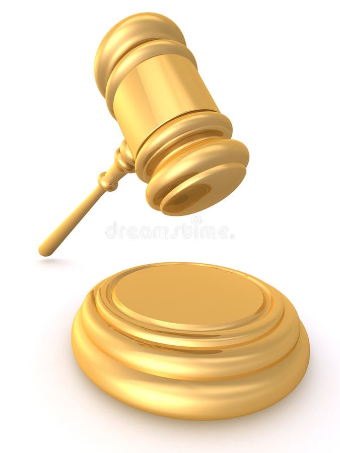 Golden Gavel with Green Background Stock Illustration Illustration of