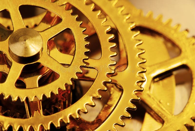 Golden gears stock photo. Image of industry, round, moving 2642054