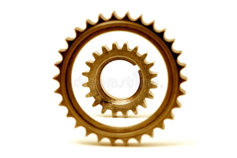 Golden gears forming two concentric circles