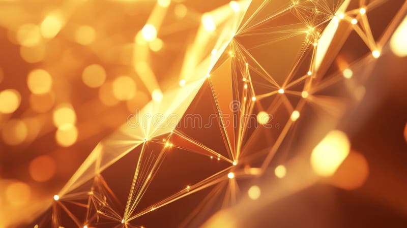 Golden Geometric Network Abstract Background vektor illustrationer