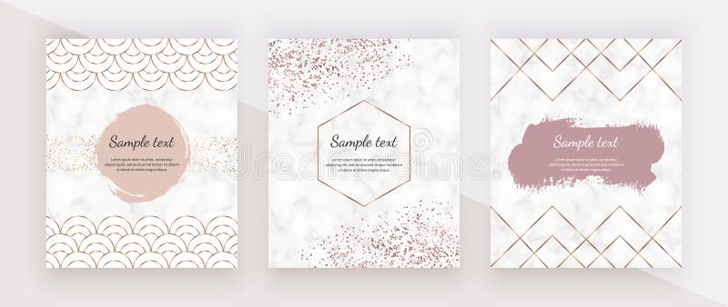 Golden geometric polygonal lines, mermaid scale fish, rose gold confetti and watercolor brush stroke and marble texture. Trendy te vector illustration Golden geometric polygonal lines, mermaid scale fish, rose gold confetti and watercolor brush stroke and marble texture. Trendy te vector illustration