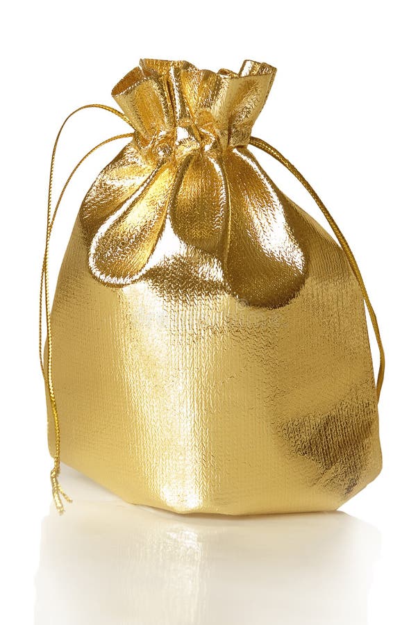 Golden gift bag stock image. Image of holiday, gift, shiny 32588267
