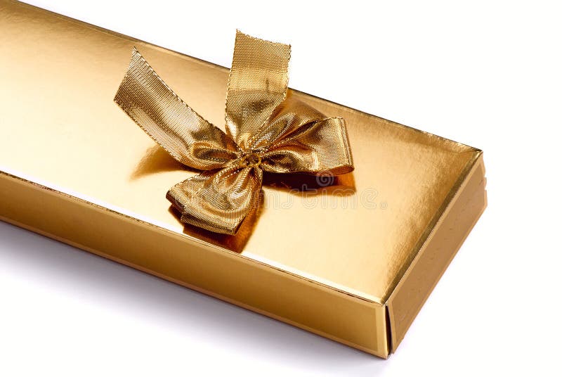 Golden gift box stock image. Image of single, details 6910229