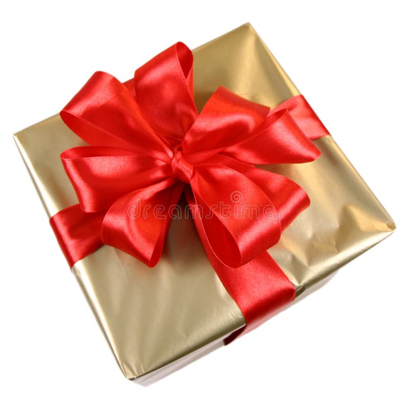 Golden Gift with red bow