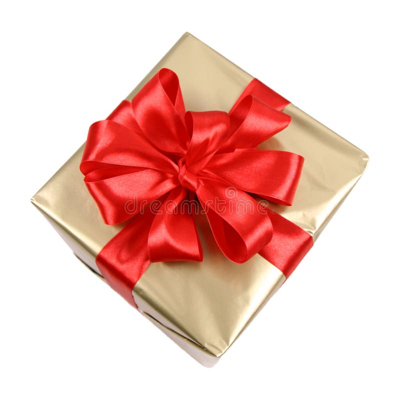 Golden Gift with red bow