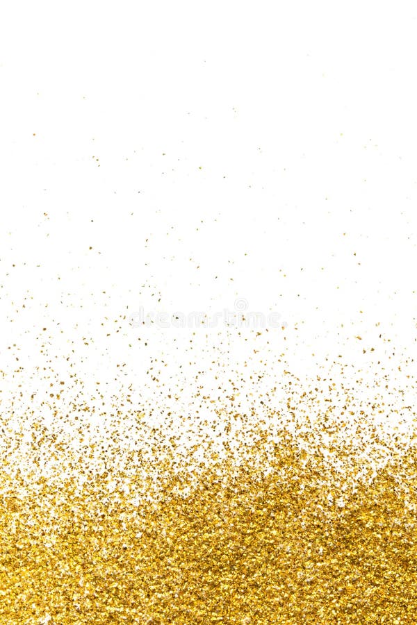 Golden Glitter in the Form of a Gradient on a White Background. Stock