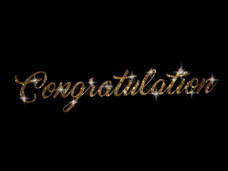 Golden Glitter of Isolated Hand Writing Word CONGRATULATION Stock