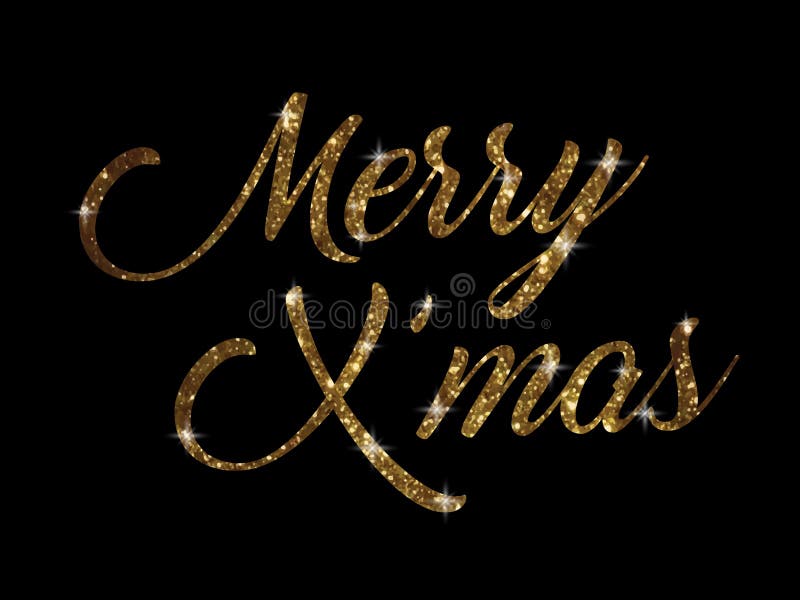 Golden Glitter of Isolated Hand Writing Word Merry Christmas Stock ...