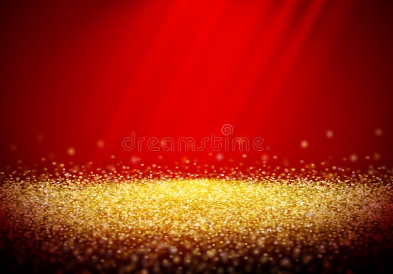 Golden Glitter Background With Abstract Shiny Light Rays In The