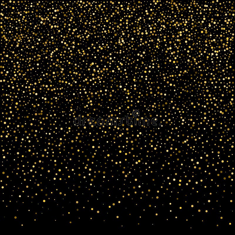 Golden Glitter Sparkle Bubbles Champagne Particles Stars on Black ...