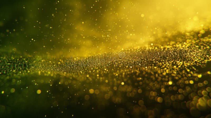 Golden Glittering Particle Wave Background, Shimmering Abstract Design, Bokeh Effect vector illustration
