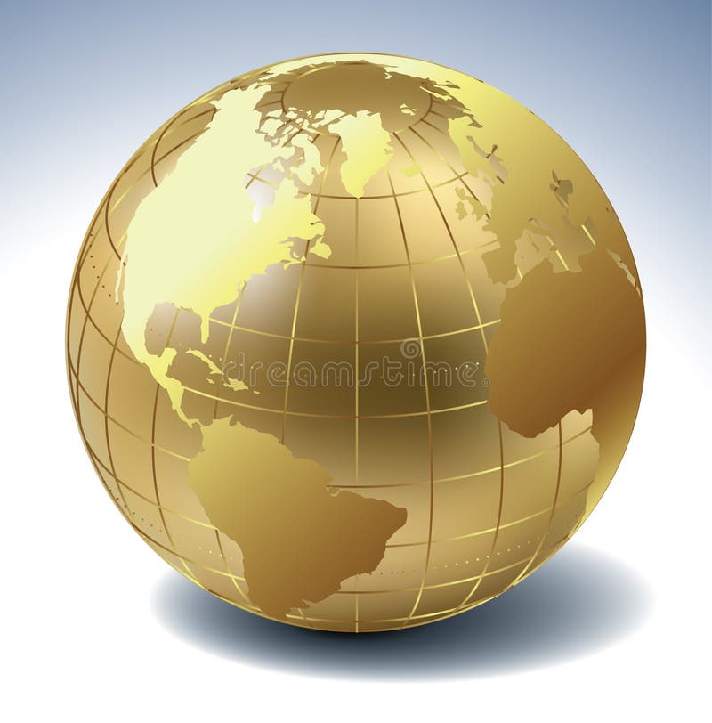 Golden globe stock vector. Illustration of america, universe - 12097627