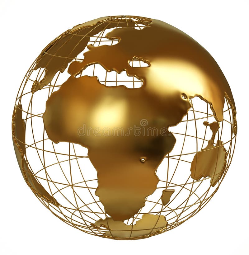 Golden Globe Africa Side Isolated on White Stock Illustration ...