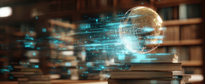 The Golden Globe Representing Knowledge in a Digital Library Context. image royalty free stock photo.