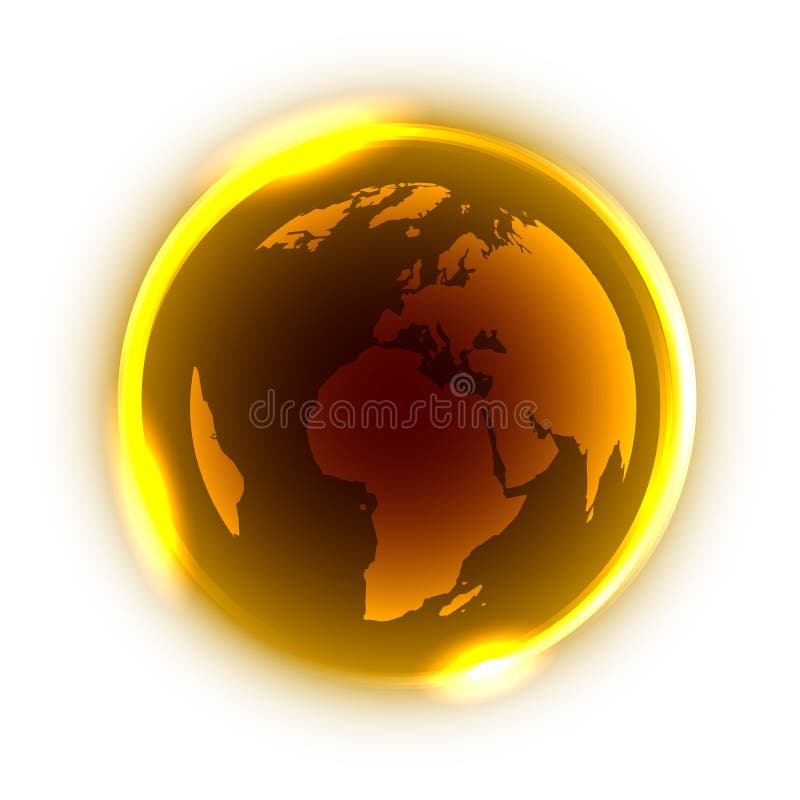 Golden Globe with Yellow Neon Light Around Stock Illustration Illustration of global, business