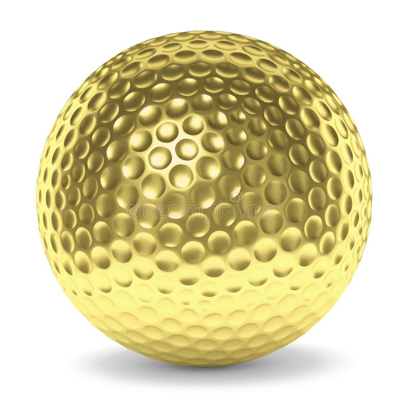 Golden Golf Ball with Shadow Isolated on White Stock Illustration ...