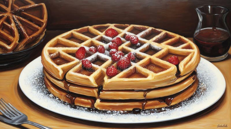 Golden Goodness Flaxseed Waffles for National Waffle Day.AI Generated ...