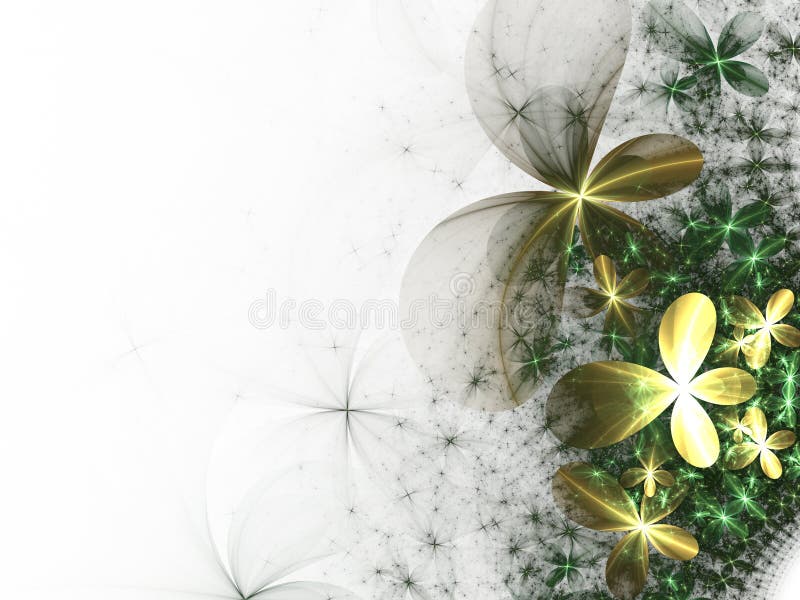 Golden green fractal flowers