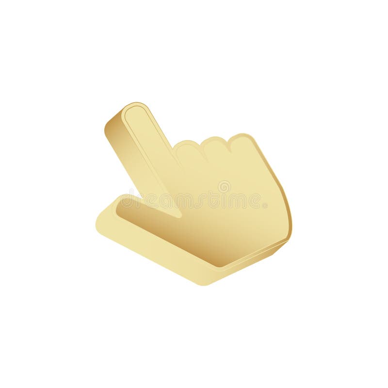 Golden hand cursor for computer. vector illustration