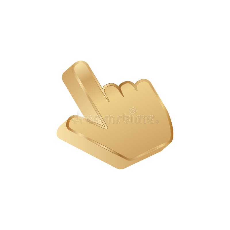 Golden hand cursor for computer. vector illustration