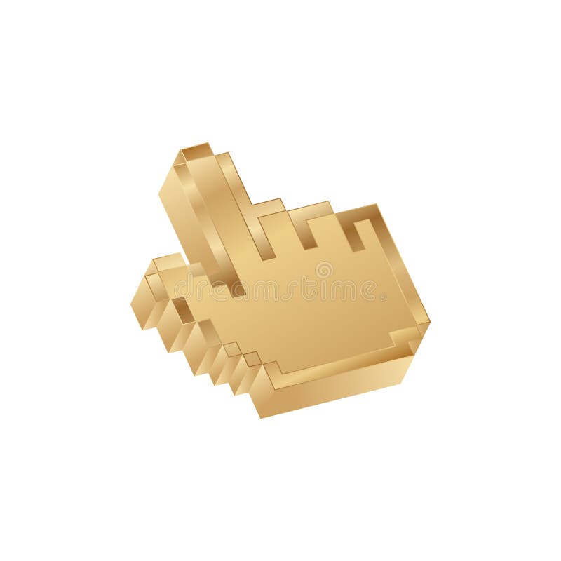 Golden hand cursor for computer. stock illustration