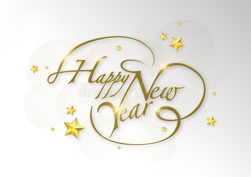 Golden Happy New Year Calligraphic Greeting Card vector illustration