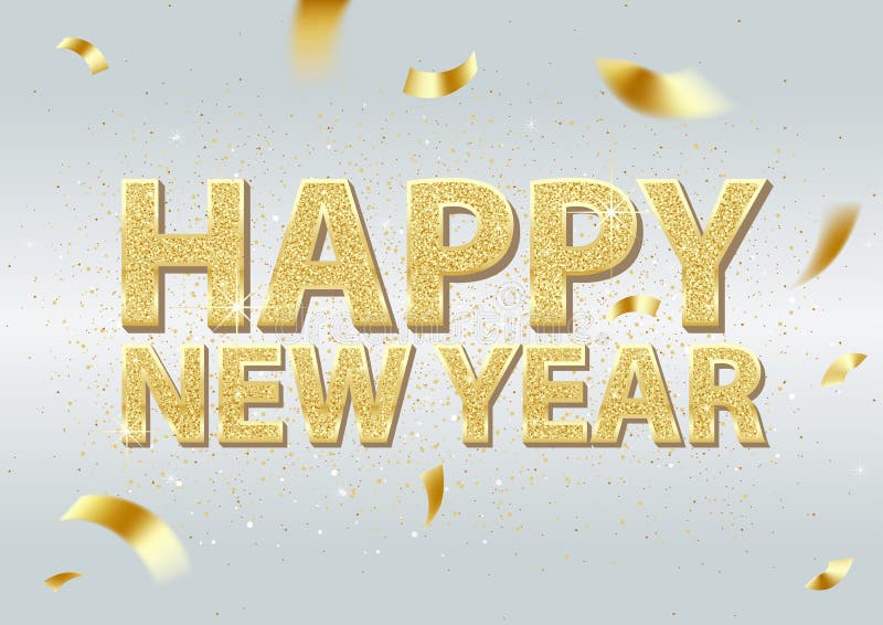 Golden Happy New Year Inscription Background stock illustration