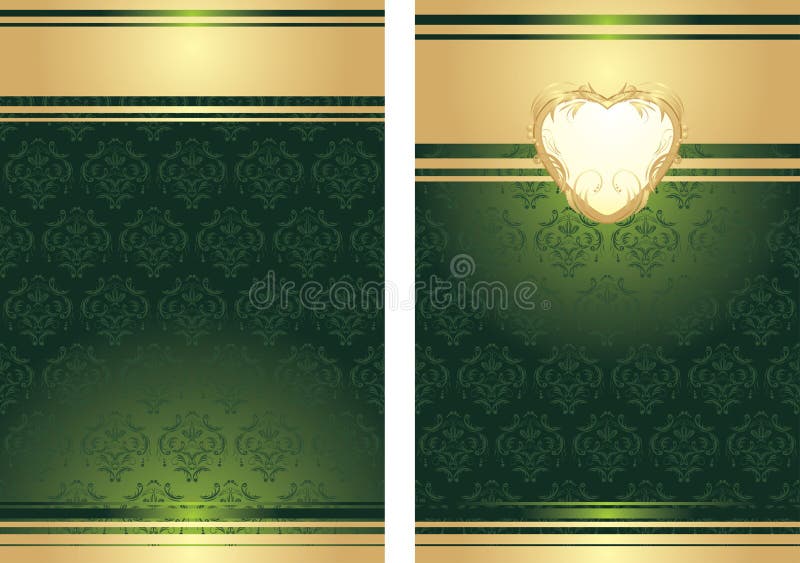 Golden heart on the decorative background