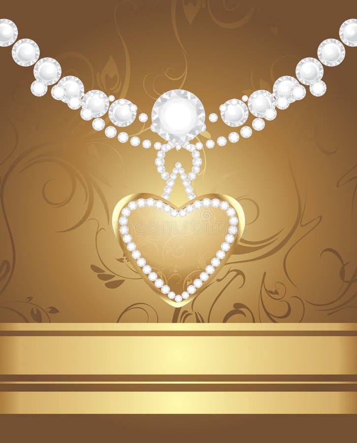 Golden heart with diamonds and strasses