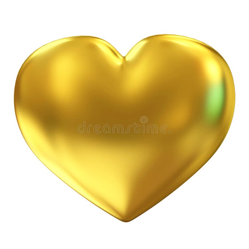 Golden Heart Isolated On white background