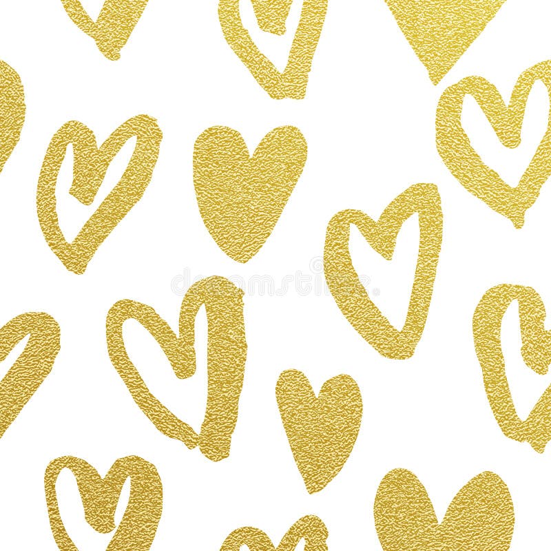 Golden hearts pattern glitter Valentine day white background
