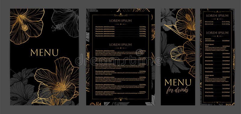 Golden hibiscus menu ilustracja wektor