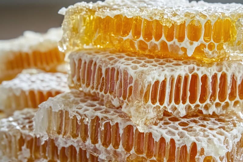 Golden honeycomb stack sweet honeycomb texture royalty free illustration