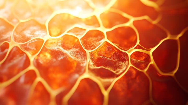 Golden Honeycomb Texture Close Up vector illustration