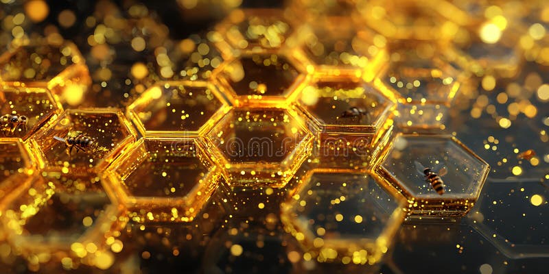 Golden Honeycomb Texture Closeup of Honeycomb Cells stock illustration