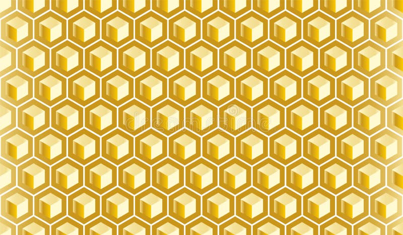 Golden honeycomb vector pattern for textile design stock illustration.