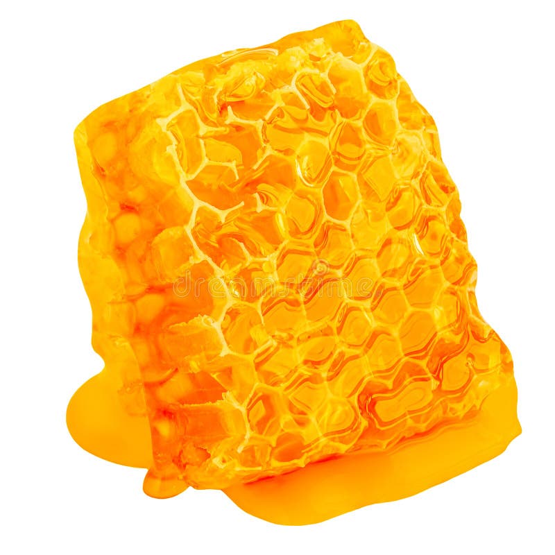 Golden Honeycomb с медовым сиропом на белом фоне. Макет рисунка. Элементы конструкции пакета стоковое фото rf