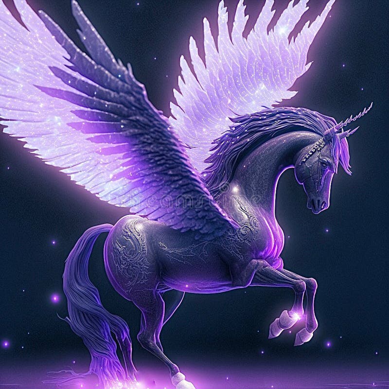 A Horse with Wings and Galaxsy Stock Illustration Illustration of