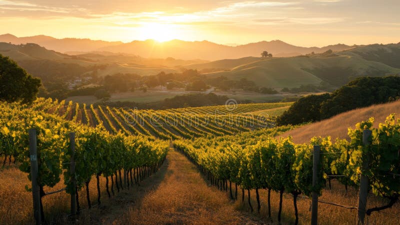 496 Golden Hour Vineyard Sunset Landscape Scenic View Stock ...