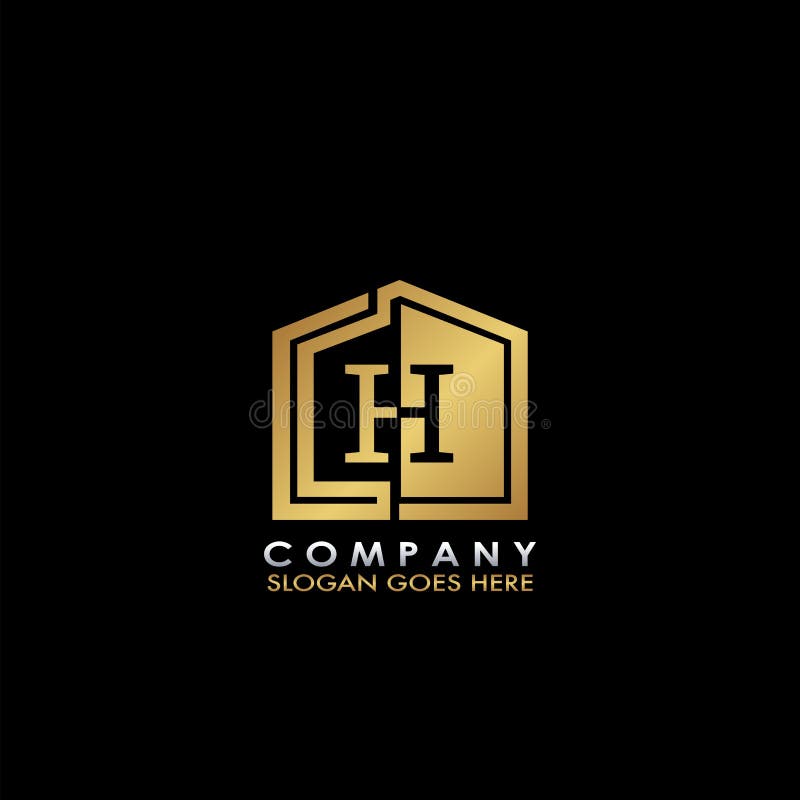 Golden House H Letter Logo, Initial Half Negative Space Letter Design ...