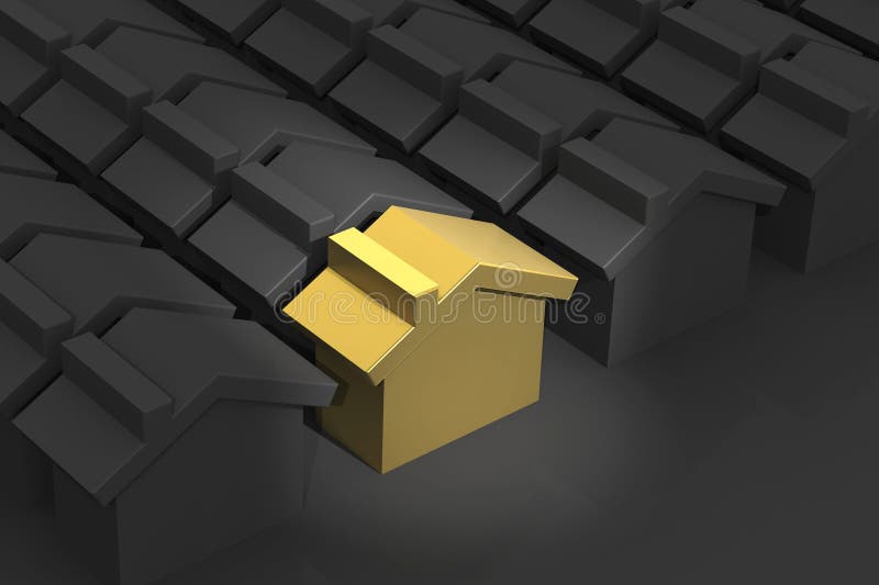 Golden House for Real Estate Concept Stock Illustration Illustration