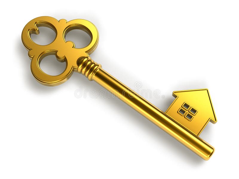Golden house-shape key vector illustration Golden house-shape key vector illustration
