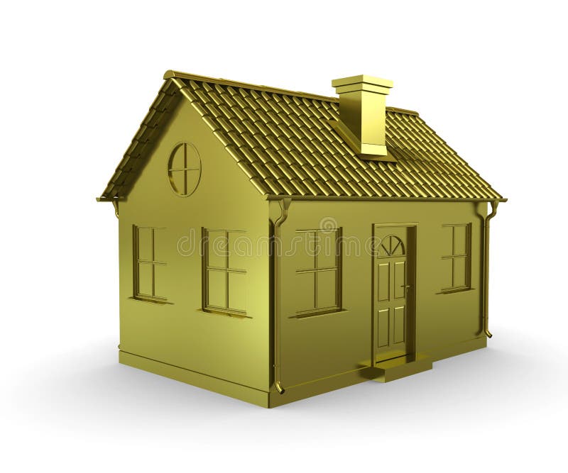 Golden House on a White Background Stock Illustration Illustration of