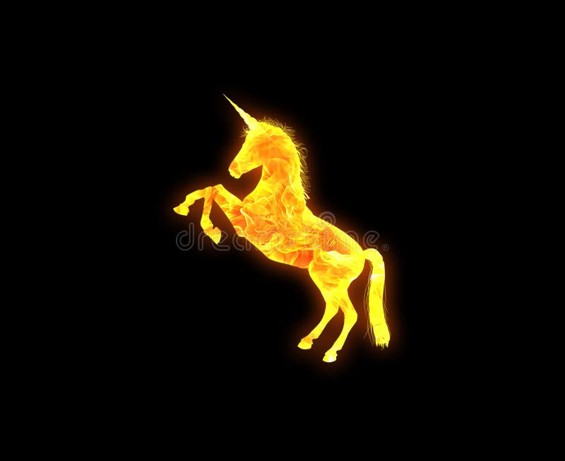 Golden Icon of a Unicorn Isolated on a Black Background Stock ...