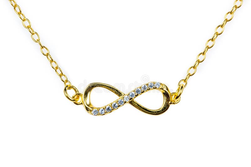 Golden Infinity Pendant with Diamonds Stock Photo Image of love