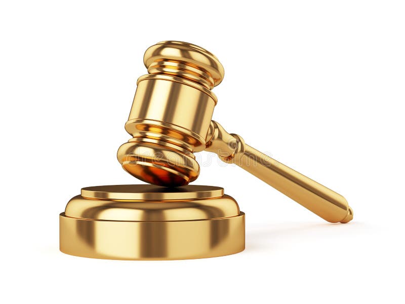 Golden judge gavel stock illustration. Illustration of government