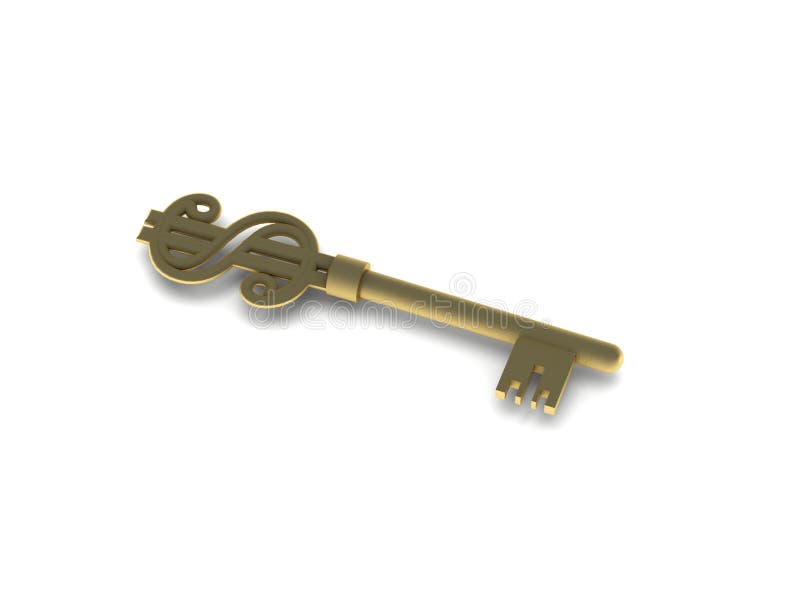 Golden key with dollar sign