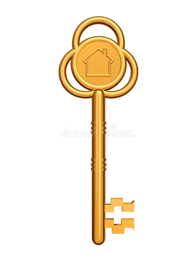 Golden key with house