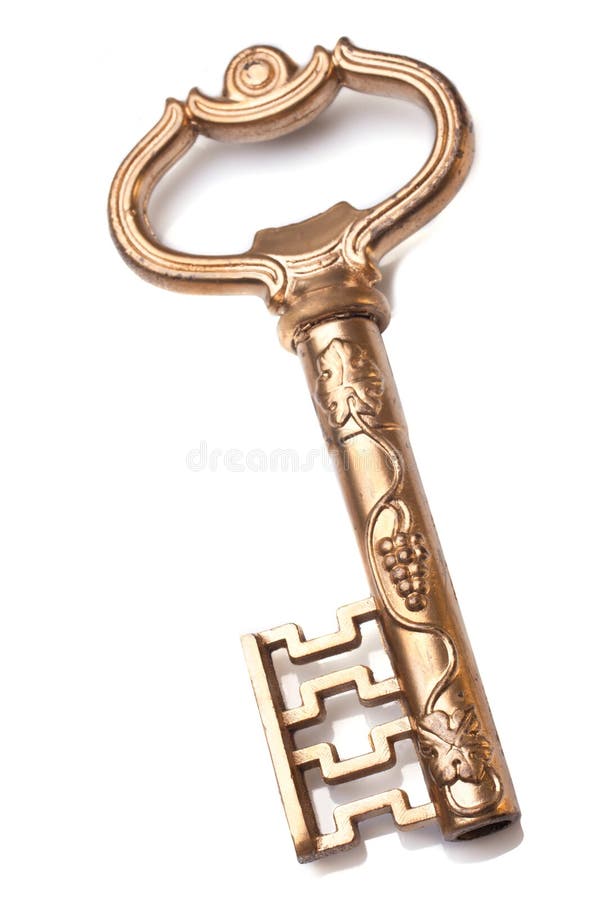 Golden key isolated on white