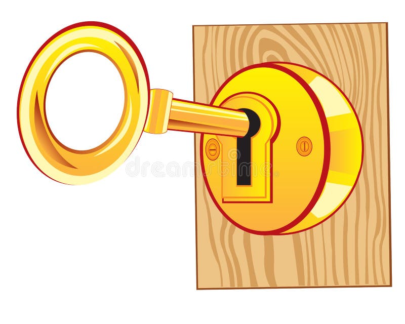 Golden Key In Lock Stock Vector Illustration Of Locked 49449142